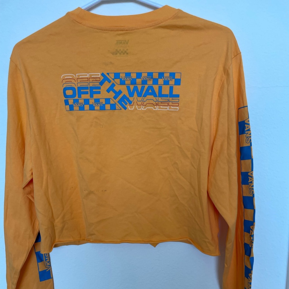 Gold long sleeved Vans Tshirt with bright blue trim